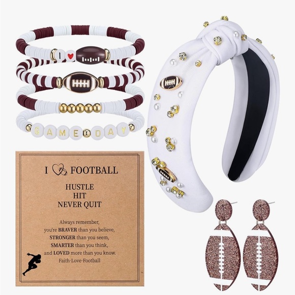 Football Themed Headband and Jewelry Set - Picture 1 of 2